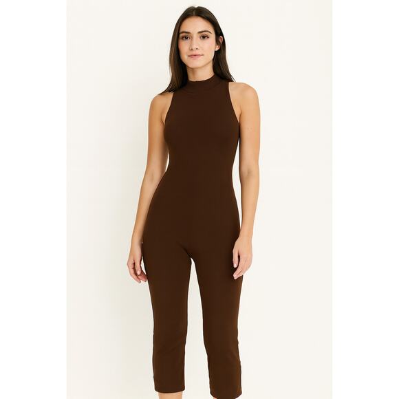 Naked Wardrobe Brown Sleeveless Sculpt Jumpsuit • Size XL - Picture 3 of 6